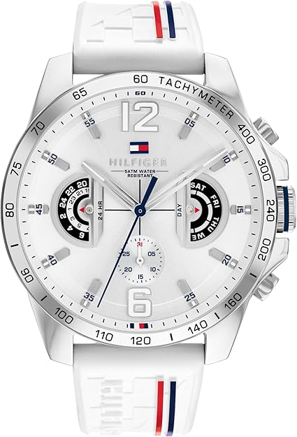 Tommy Hilfiger Reloj Analógico Multifuncional de Cuarzo para Hombres con Correa de Silicona, Acero Inoxidable o Cuero, Subesferas para Día y Fecha, Resistente al Agua hasta 5ATM.161,10€